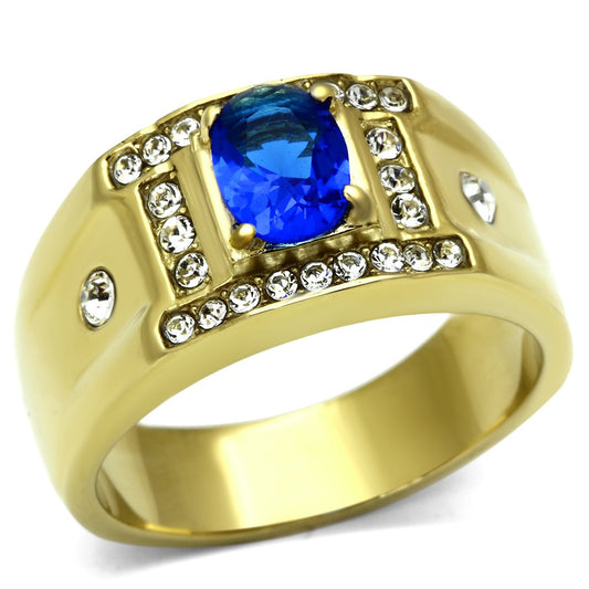 TK715 - IP Gold(Ion Plating) Stainless Steel Ring with Synthetic Synthetic Glass in Montana Alamode