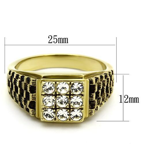 TK765 - IP Gold(Ion Plating) Stainless Steel Ring with Top Grade Crystal  in Clear Alamode