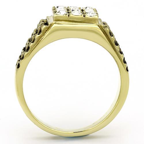 TK765 - IP Gold(Ion Plating) Stainless Steel Ring with Top Grade Crystal  in Clear Alamode