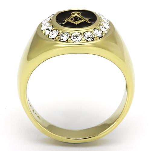TK766 - IP Gold(Ion Plating) Stainless Steel Ring with Top Grade Crystal  in Clear Alamode