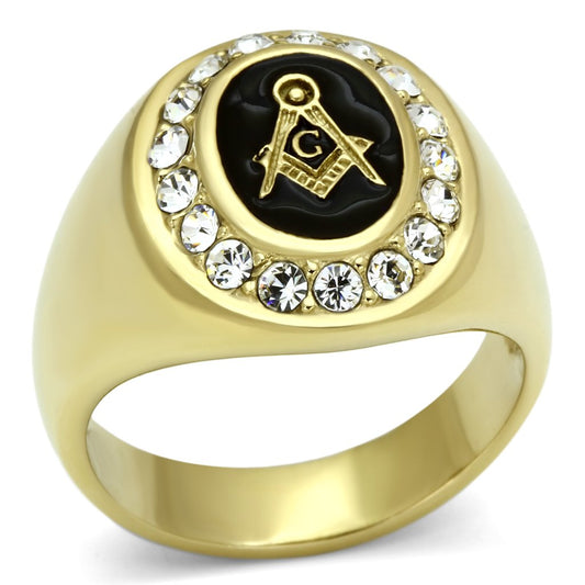 TK766 - IP Gold(Ion Plating) Stainless Steel Ring with Top Grade Crystal  in Clear Alamode