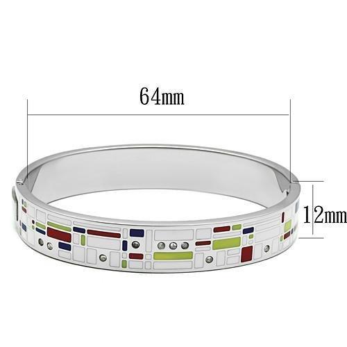 TK782 - High polished (no plating) Stainless Steel Bangle with Top Grade Crystal  in Clear-1