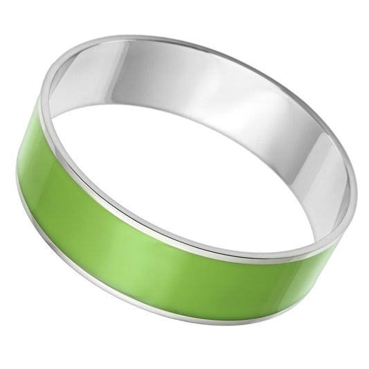 TK787 - High polished (no plating) Stainless Steel Bangle with Epoxy  in Emerald-0