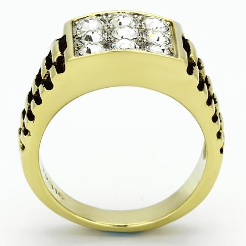 TK796 - Two-Tone IP Gold (Ion Plating) Stainless Steel Ring with Top Grade Crystal  in Clear Alamode