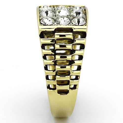 TK796 - Two-Tone IP Gold (Ion Plating) Stainless Steel Ring with Top Grade Crystal  in Clear Alamode