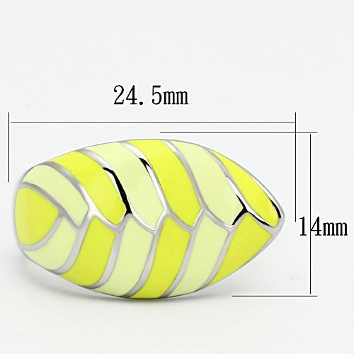 TK801 - High polished (no plating) Stainless Steel Ring with Epoxy  in Multi Color Alamode