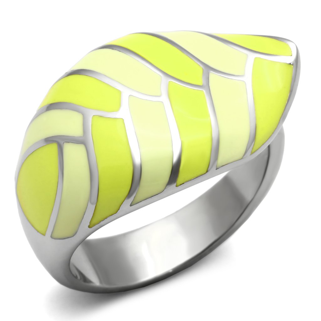 TK801 - High polished (no plating) Stainless Steel Ring with Epoxy  in Multi Color Alamode
