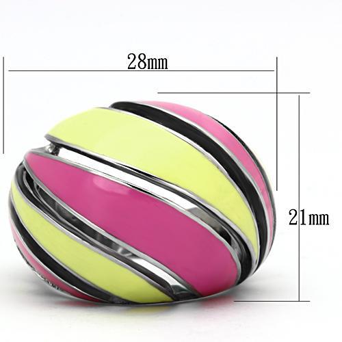 TK803 - High polished (no plating) Stainless Steel Ring with Epoxy  in Multi Color-1