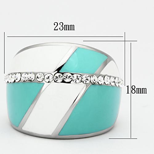 TK812 - High polished (no plating) Stainless Steel Ring with Top Grade Crystal  in Clear-1