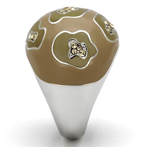 TK826 - High polished (no plating) Stainless Steel Ring with Top Grade Crystal  in Citrine Yellow-3