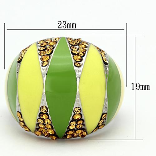 TK831 - High polished (no plating) Stainless Steel Ring with Top Grade Crystal  in Topaz-1