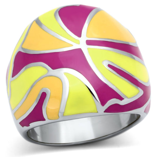 TK834 - High polished (no plating) Stainless Steel Ring with Epoxy  in Multi Color-0