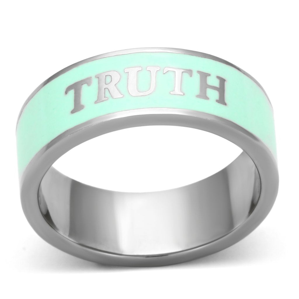 TK836 - High polished (no plating) Stainless Steel Ring with Epoxy  in Turquoise Alamode