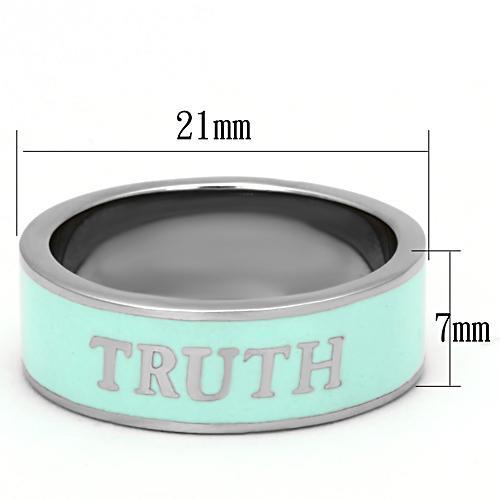 TK836 - High polished (no plating) Stainless Steel Ring with Epoxy  in Turquoise Alamode