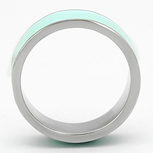 TK836 - High polished (no plating) Stainless Steel Ring with Epoxy  in Turquoise Alamode