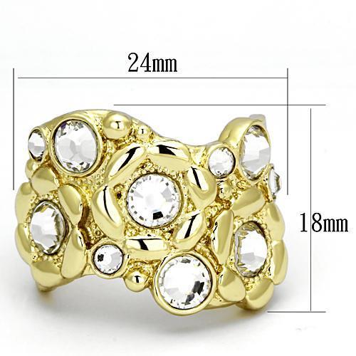TK856 - IP Gold(Ion Plating) Stainless Steel Ring with Top Grade Crystal  in Clear Alamode