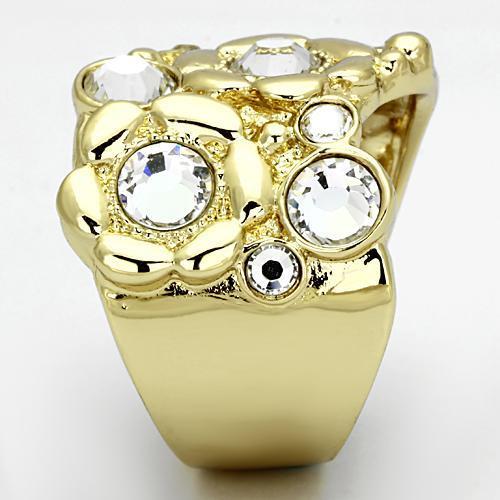 TK856 - IP Gold(Ion Plating) Stainless Steel Ring with Top Grade Crystal  in Clear Alamode