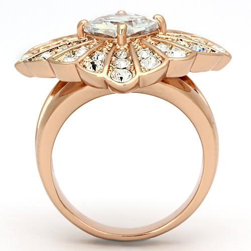 TK866 - IP Rose Gold(Ion Plating) Stainless Steel Ring with AAA Grade CZ  in Clear Alamode