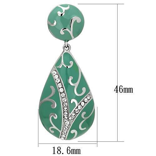 TK915 - High polished (no plating) Stainless Steel Earrings with Top Grade Crystal  in Clear Alamode
