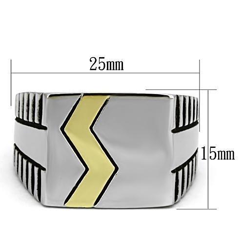 TK950 - Two-Tone IP Gold (Ion Plating) Stainless Steel Ring with Epoxy  in Jet-1