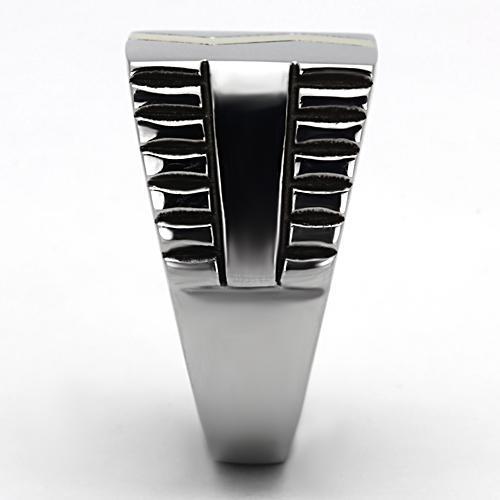 TK950 - Two-Tone IP Gold (Ion Plating) Stainless Steel Ring with Epoxy  in Jet-3