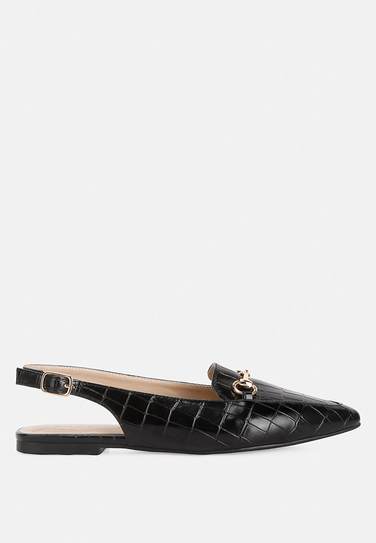 Trempe Croc Slingback Flat Sandals London Rag