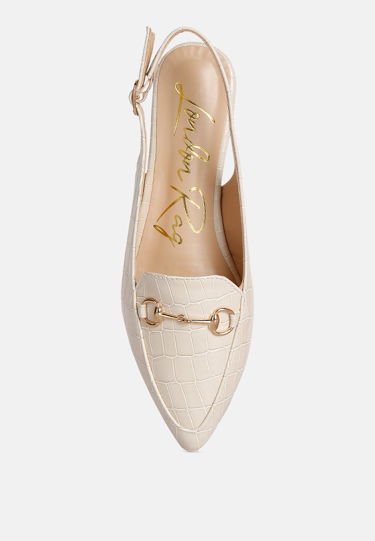 Trempe Croc Slingback Flat Sandals London Rag