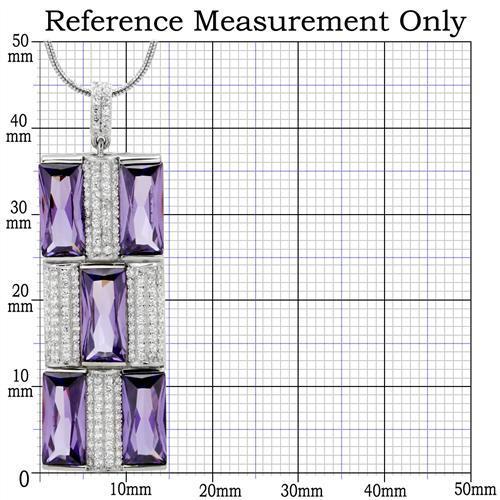 TS026 - Rhodium 925 Sterling Silver Chain Pendant with AAA Grade CZ  in Amethyst-1