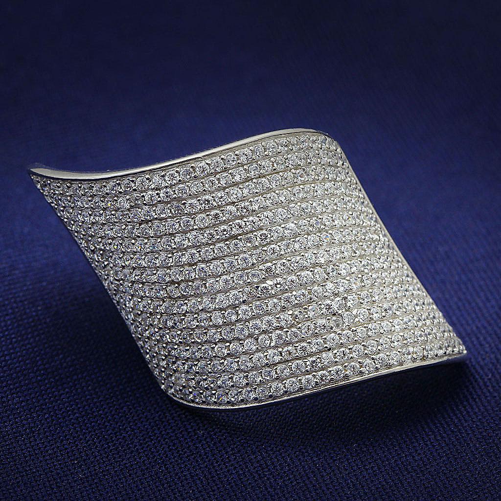 TS027 - Rhodium 925 Sterling Silver Ring with AAA Grade CZ  in Clear Alamode
