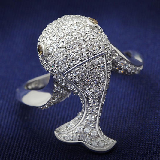 TS031 - Rhodium 925 Sterling Silver Ring with AAA Grade CZ  in Brown-0