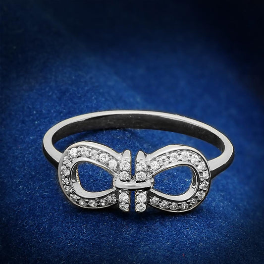 TS047 - Rhodium 925 Sterling Silver Ring with AAA Grade CZ  in Clear-0