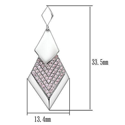 TS053 - Rhodium 925 Sterling Silver Earrings with AAA Grade CZ  in Rose Alamode