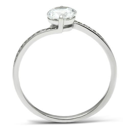 TS057 - Rhodium 925 Sterling Silver Ring with AAA Grade CZ  in Clear Alamode