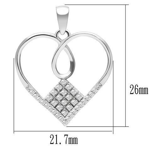 TS062 - Rhodium 925 Sterling Silver Necklace with AAA Grade CZ  in Clear Alamode