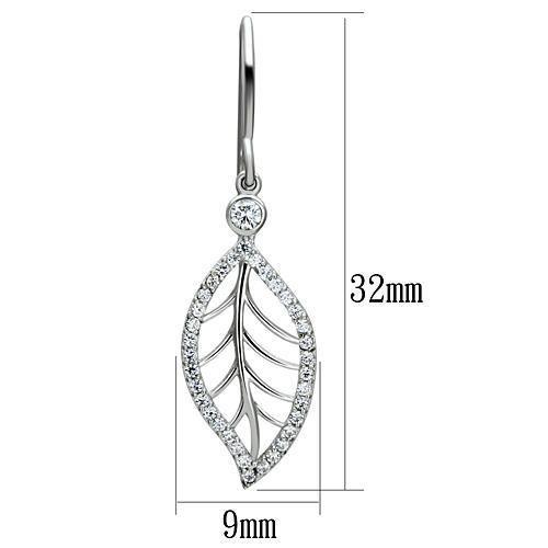 TS068 - Rhodium 925 Sterling Silver Earrings with AAA Grade CZ  in Clear-2