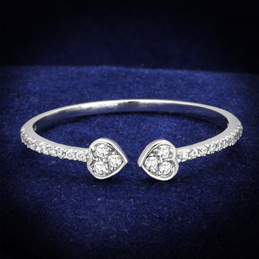 TS205 - Rhodium 925 Sterling Silver Ring with AAA Grade CZ  in Clear Alamode