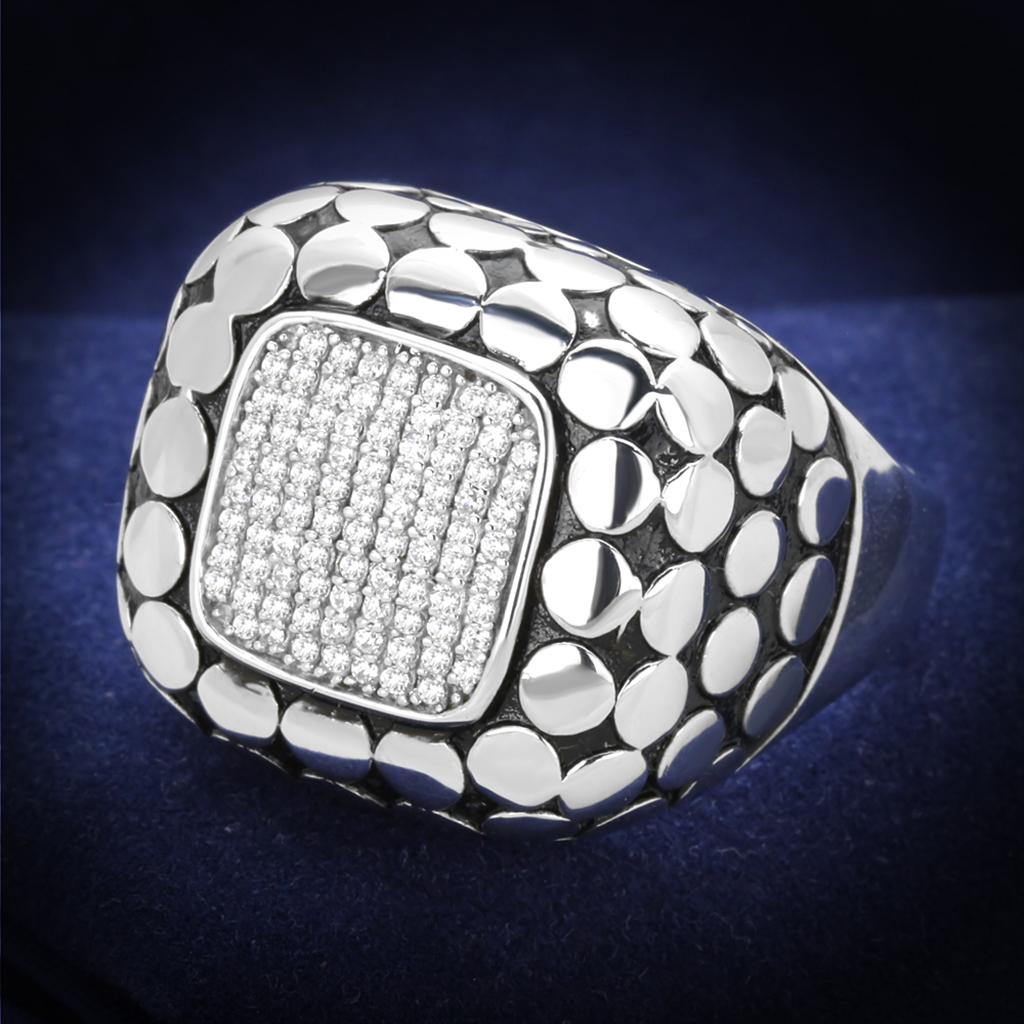 TS215 - Rhodium 925 Sterling Silver Ring with AAA Grade CZ  in Clear Alamode