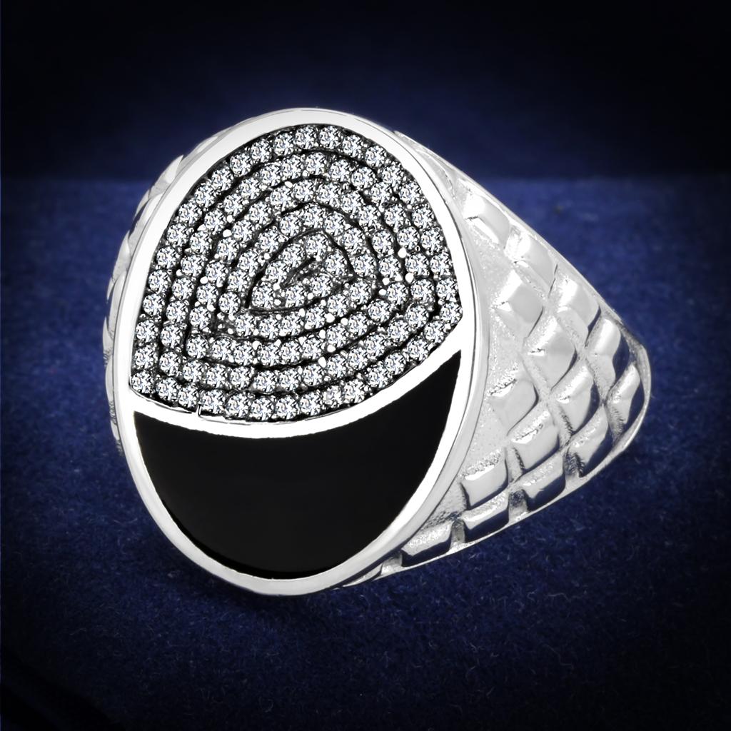 TS216 - Rhodium 925 Sterling Silver Ring with AAA Grade CZ  in Clear Alamode