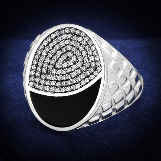 TS216 - Rhodium 925 Sterling Silver Ring with AAA Grade CZ  in Clear Alamode