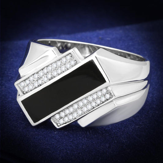 TS218 - Rhodium 925 Sterling Silver Ring with AAA Grade CZ  in Clear Alamode