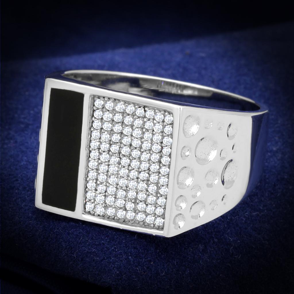 TS219 - Rhodium 925 Sterling Silver Ring with AAA Grade CZ  in Clear Alamode