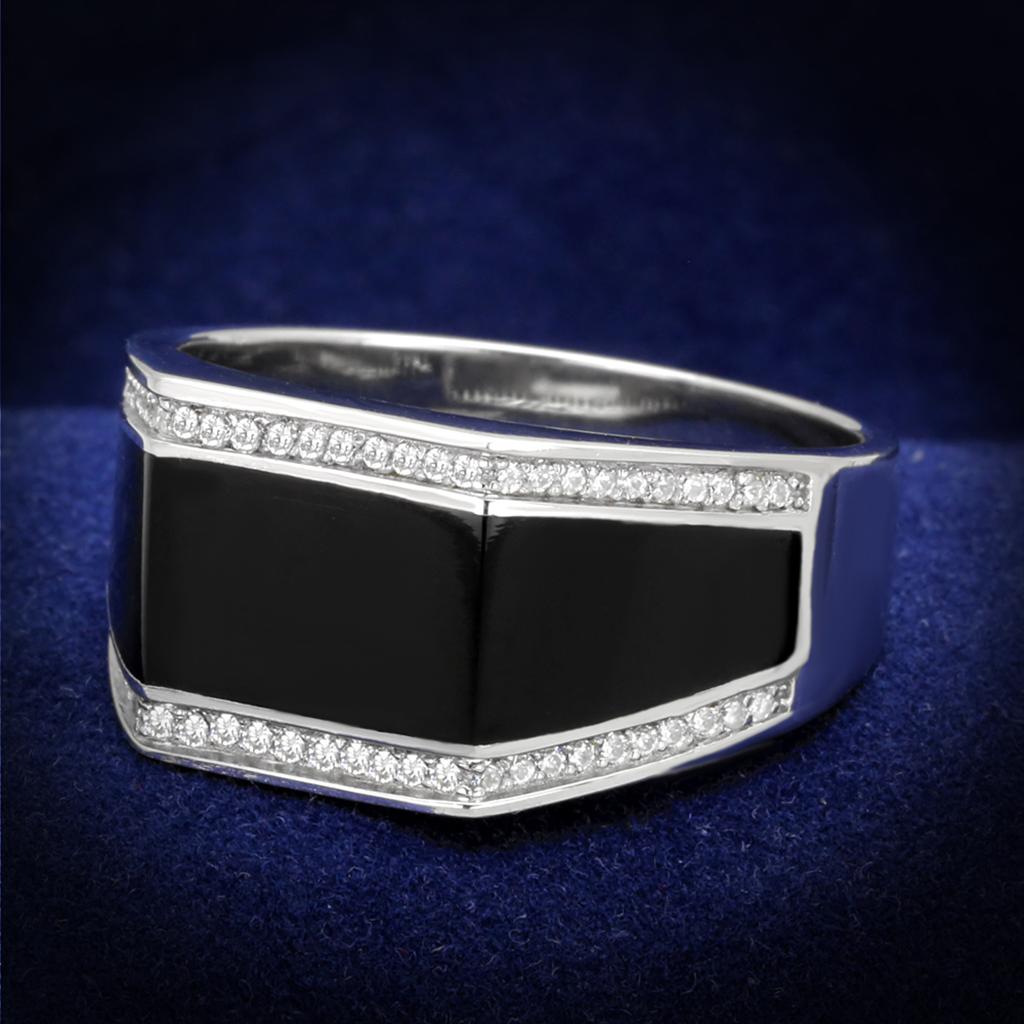 TS223 - Rhodium 925 Sterling Silver Ring with AAA Grade CZ  in Clear Alamode