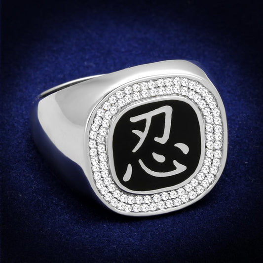 TS225 - Rhodium 925 Sterling Silver Ring with AAA Grade CZ  in Clear Alamode
