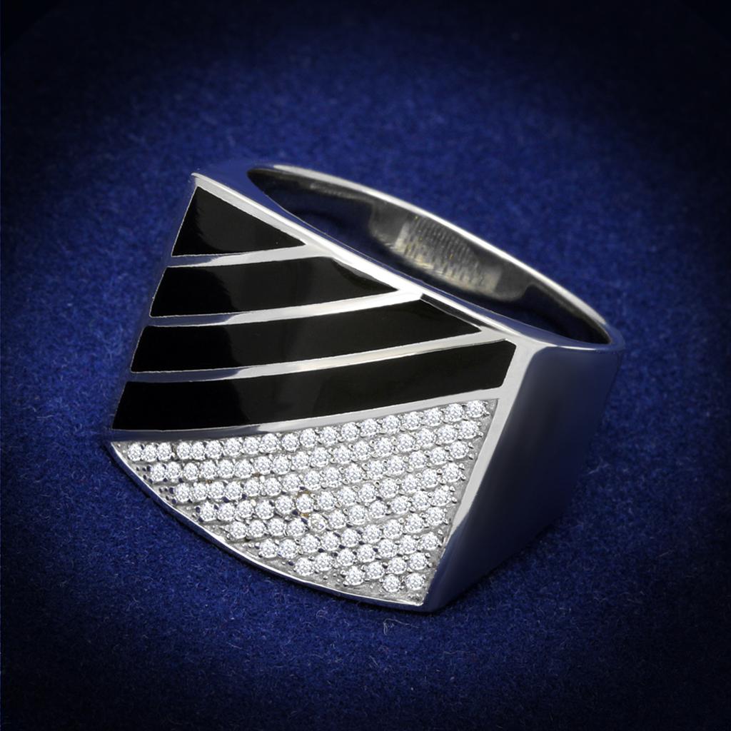 TS227 - Rhodium 925 Sterling Silver Ring with AAA Grade CZ  in Clear Alamode