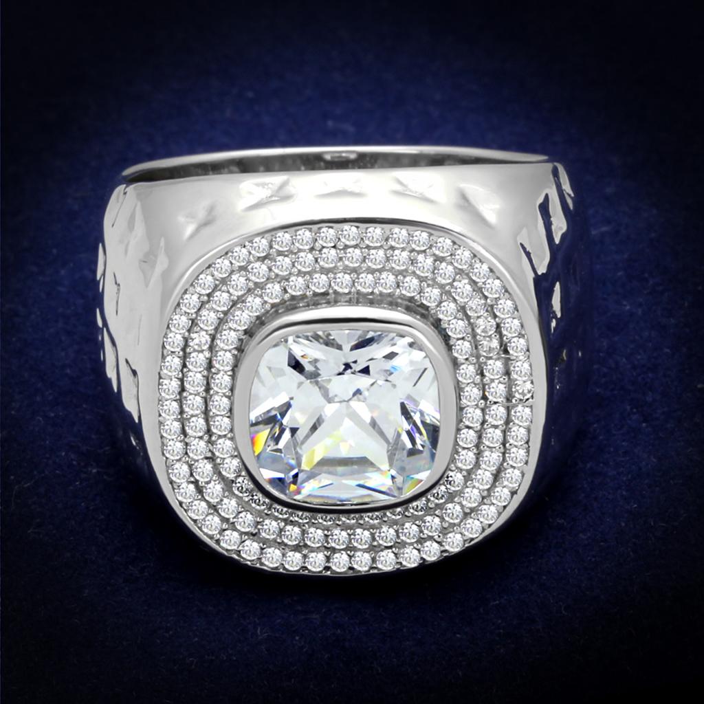 TS231 - Rhodium 925 Sterling Silver Ring with AAA Grade CZ  in Clear Alamode