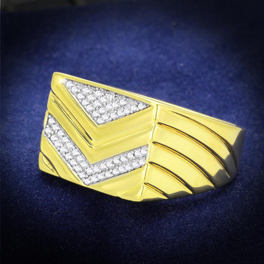 TS234 - Gold+Rhodium 925 Sterling Silver Ring with AAA Grade CZ  in Clear Alamode