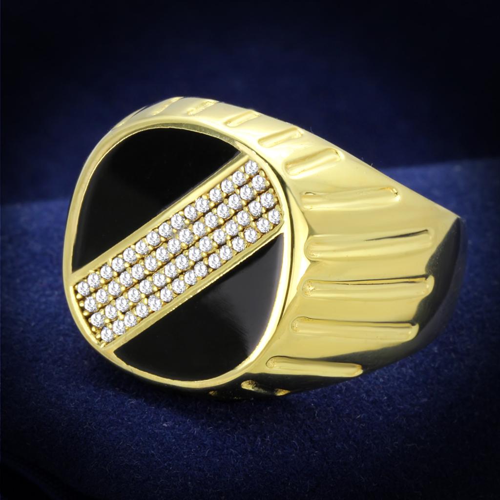 TS235 - Gold 925 Sterling Silver Ring with AAA Grade CZ  in Clear Alamode