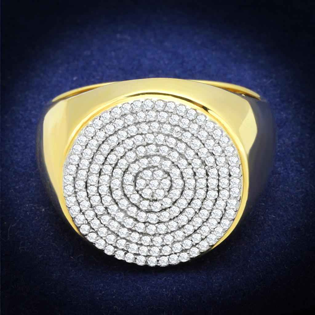 TS238 - Gold+Rhodium 925 Sterling Silver Ring with AAA Grade CZ  in Clear Alamode
