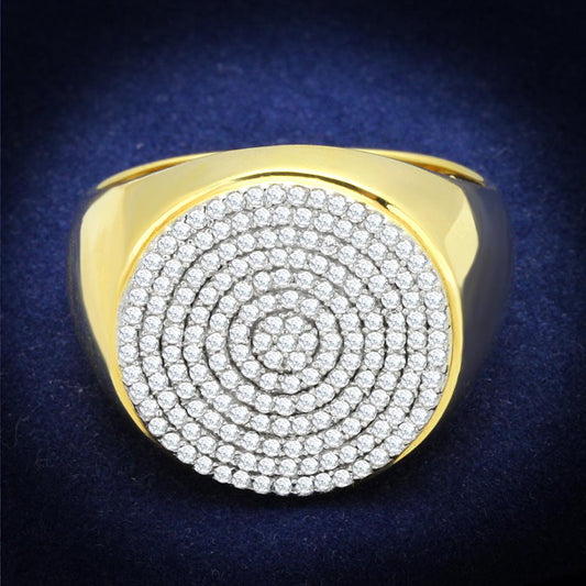 TS238 - Gold+Rhodium 925 Sterling Silver Ring with AAA Grade CZ  in Clear Alamode