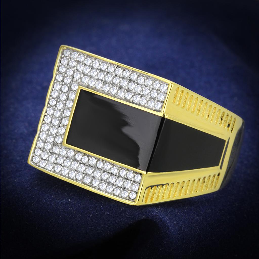 TS245 - Gold+Rhodium 925 Sterling Silver Ring with AAA Grade CZ  in Clear Alamode